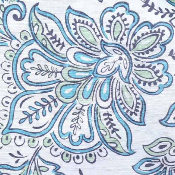 Fabric Shower Curtain Blue Green Gray Paisley 70x72 Hooks Included - Picture 3 of 4